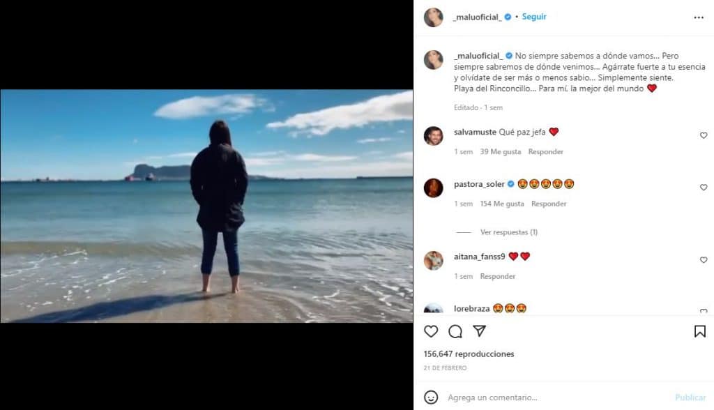 Malu - Mensaje melancólico en Instagram