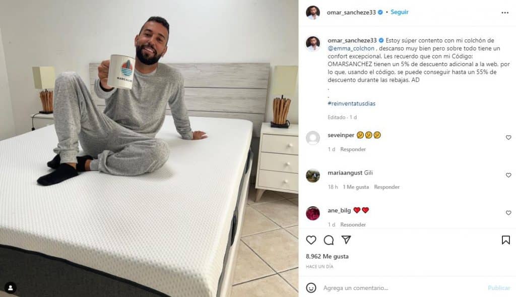 Omar Sánchez - Promociona un colchón como un influencer