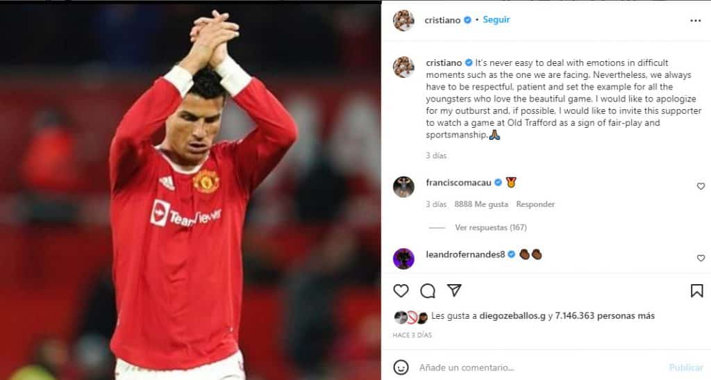 cristiano ronaldo disculpas