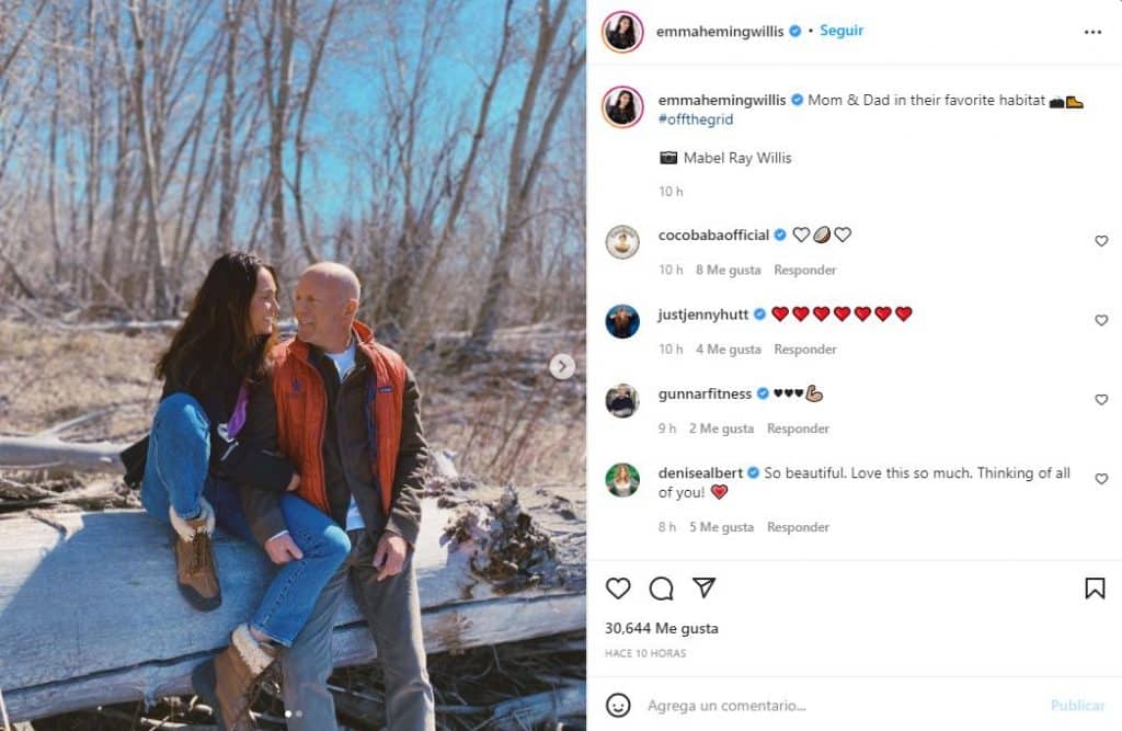 Emma y Bruce Willis paseo por el campo Instagram