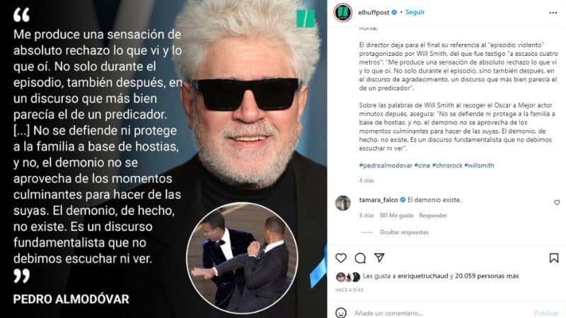 Pedro Almodóvar discusión con Tamara Falcó demonio Instagram