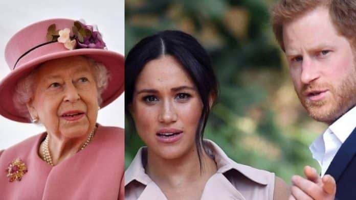 Reina Isabel II y Harry y Meghan Markle acercamiento