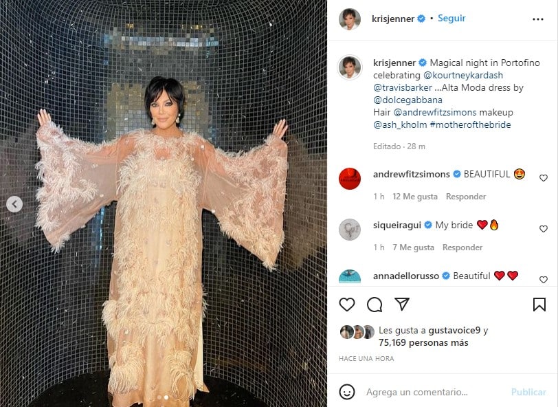 Kris Jenner vestido ceremonia