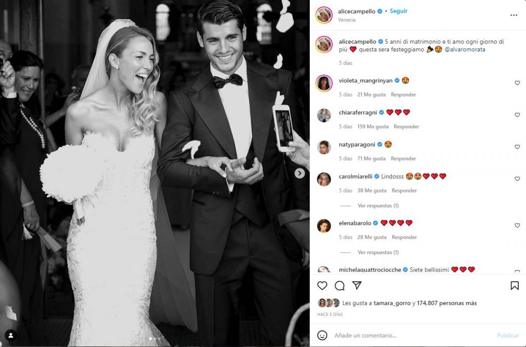 Álvaro Morata y Alice Campello se tienen que volver a casar