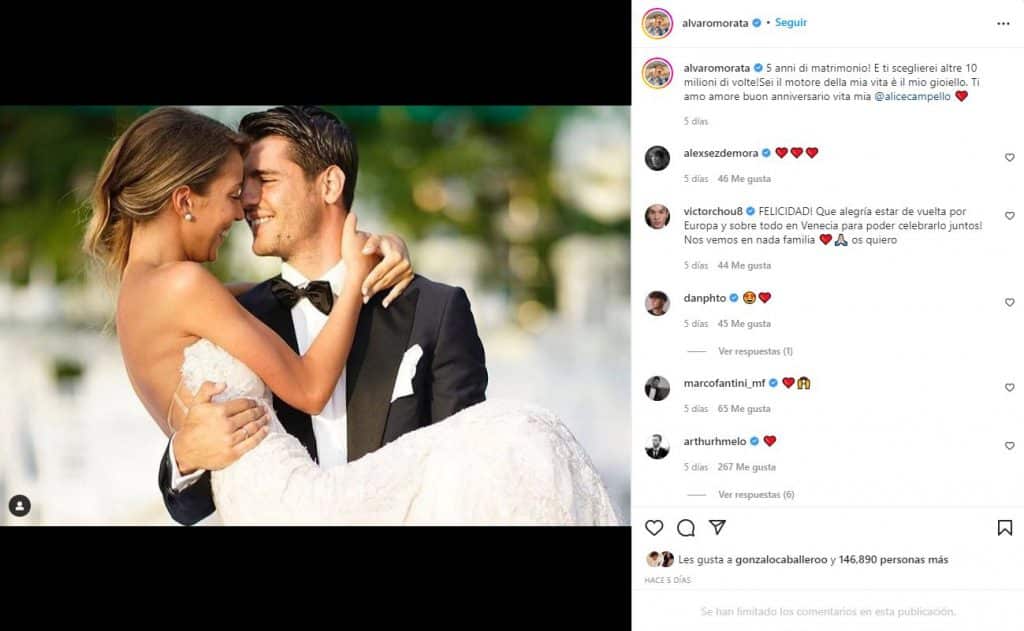 Álvaro Morata y Alice Campello se tienen que volver a casar