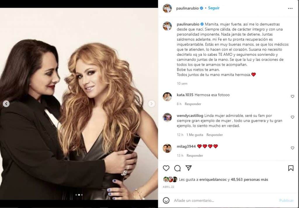 Nos deja Susana Dosamantes, madre de Paulina Rubio, a los 74 años