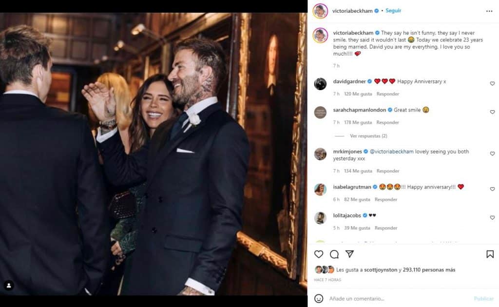 David y Victoria Beckham sorprenden en su 23 aniversario