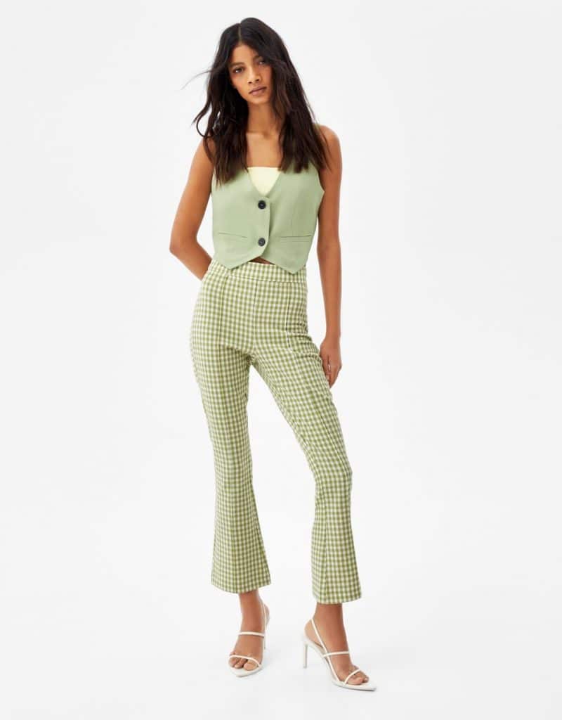 pantalones cuadros Bershka