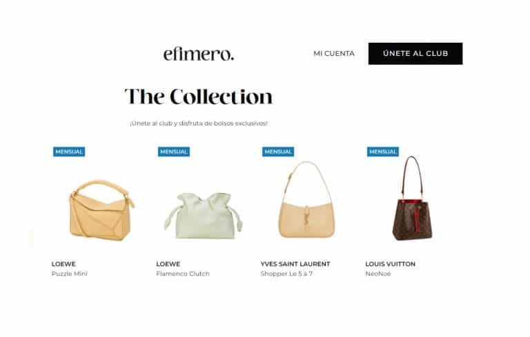 Efimero Club. Bolsos de lujo por suscripción