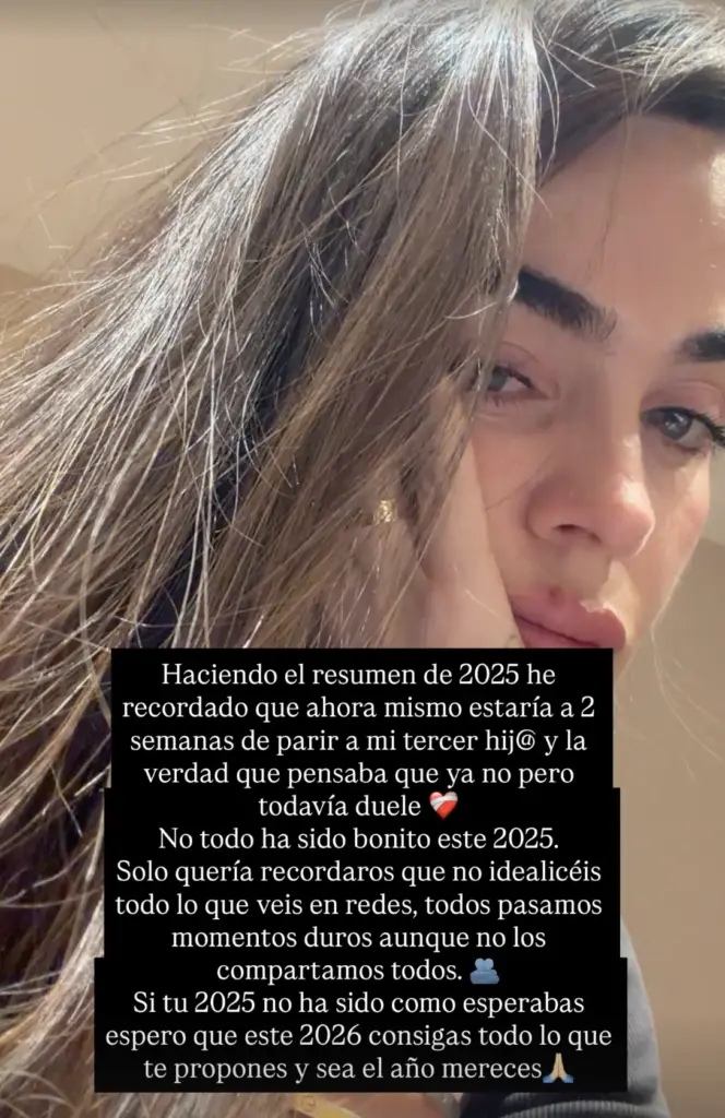 Violeta Mangriñán confiesa uno de sus peores momentos de 2025: "Ahora mismo estaría a dos semanas de parir mi tercer hijo" Violeta Mangriñan cuenta en stories lo sucedido con el aborto | Fuente: @violeta