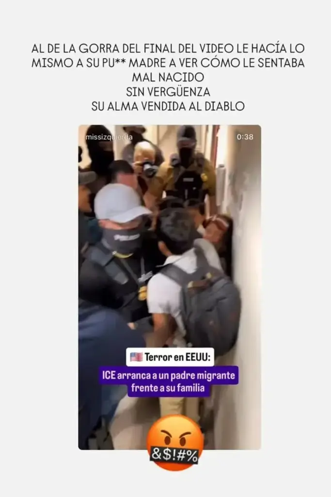 Anabel Pantoja muy crítica contra los duros acontecimientos del ICE: "Mal nacido, sinvergüenza, su alma vendida al diablo" La imagen que Anabel Pantoja compartía en su cuenta de Instagram criticando al ICE - Fuente: @anabelpanto