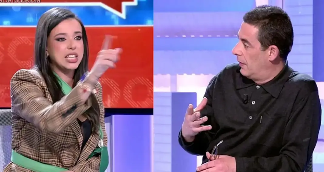 Sarah Santaolalla con Antonio Naranjo en Cuatro. (Foto: YouTube)