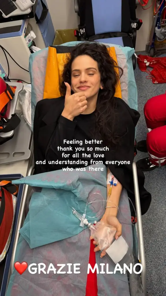 El preocupante estado de salud de Rosalía que la lleva a cancelar un concierto en plena gira La imagen que Rosalía subió a sus redes sociales tras abandonar el concierto - Fuente: @rosalia.vt