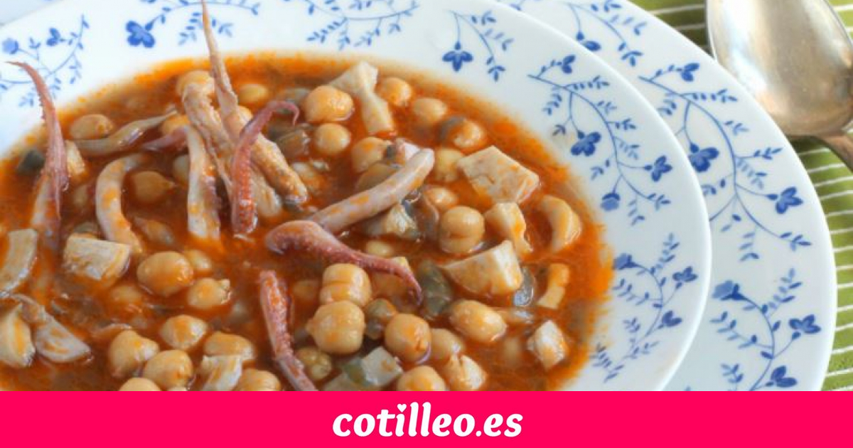 Cómo hacer un guiso de garbanzos con calamares en 20 minutos